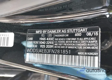 2015 Mercedes-Benz Cla 250 из США, поврежденный, VIN WDDSJ4EB3FN281851